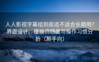 人人影视字幕组到底适不适合长期用？界面设计、播放流畅度与操作习惯分析（新手向）